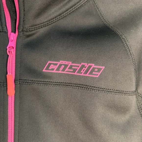Castle X Mid Layer Jacket Womens Sz Small S Full Zip Lightweight Black Pink Snow - Picture 3 of 11